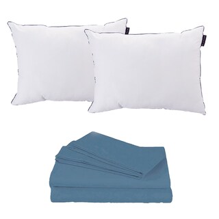 Foto 1 | Foto 1 | Sábanas Dicasa Basic Azul Acero Matrimonial + Almohada One 2