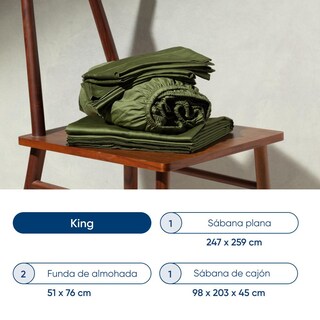 Foto 8 | Foto 8 | Juego De Sábanas De Algodón Tipo Satín Luuna, King Size, 1 Juego De 4 Piezas