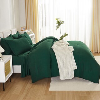 Foto 4 | Foto 4 | Juego De Cama Litanika Queen, Edredón Verde Esmeralda Oscuro, 7 Piezas - Venta Internacional.