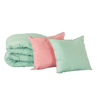 Foto 1 | Foto 1 | Couzy Set De Edredon Doble Vista. Incluye: Funda (2) Y Cojin Doble Vista (2) Microfibra-150 Gramos Rosa-menta King Size