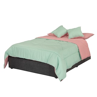 Foto 3 | Foto 3 | Couzy Set De Edredon Doble Vista. Incluye: Funda (2) Y Cojin Doble Vista (2) Microfibra-150 Gramos Rosa-menta King Size