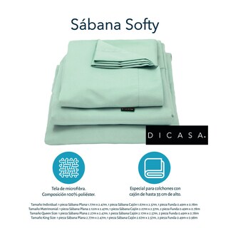 Foto 5 | Foto 5 | Sábanas Dicasa Softy Color Menta Individual