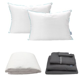 Foto 1 | Foto 1 | Ultra Royal Touch Twin Matrimonial Protector Ultra + Sabanas Royal Touch + Almohada Royal Twin Microfibra Gris Oxford Blanco