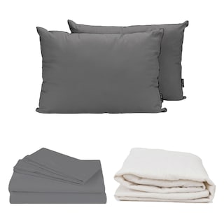 Foto 1 | Foto 1 | Ultra Basic 2-pack King Size Protector Ultra + Sabanas Basic + Almohada 2-pack Microfibra Grey | Gris