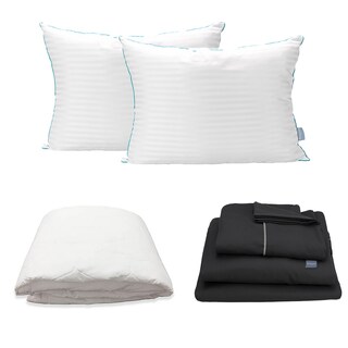 Foto 1 | Foto 1 | Ultra Royal Touch Twin Queen Size Protector Ultra + Sabanas Royal Touch + Almohada Royal Twin Microfibra Negro | Blanco