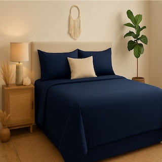 Foto 5 | Foto 5 | Juego De Sábanas Kyuden Home Tacto Algodón King size Suaves Y Duraderas Azul marino