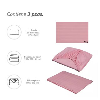 Foto 5 | Foto 5 | Juego De Sabanas Individual Belug 2,800 Hilos 3 Pzs, Rosa