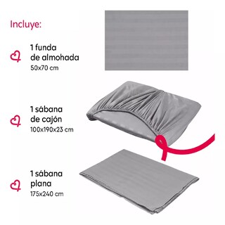 Foto 3 | Foto 3 | Juego De Sábanas Individual Microfibra Ultra Suave Premium Gris Claro