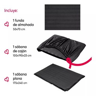 Foto 3 | Foto 3 | Juego De Sábanas Individual Microfibra Ultra Suave Premium Negro