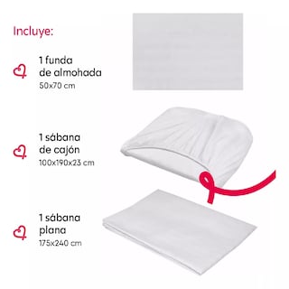 Foto 3 | Foto 3 | Juego De Sábanas Individual Microfibra Ultra Suave Premium Blanco