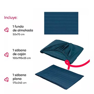 Foto 3 | Foto 3 | Juego De Sábanas Individual Microfibra Ultra Suave Premium Azul