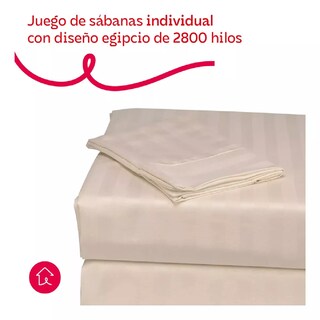 Foto 2 | Foto 2 | Juego De Sábanas Individual Microfibra Ultra Suave Premium Crema