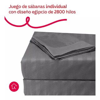 Foto 2 | Foto 2 | Juego De Sábanas Individual Microfibra Ultra Suave Premium Gris Oscuro