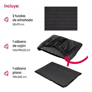 Foto 3 | Foto 3 | Juego De Sábanas Matrimonial 3000 Hilos Egipcian Premium Negro