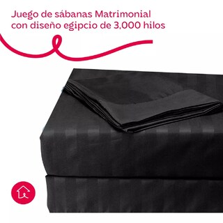 Foto 4 | Foto 4 | Juego De Sábanas Matrimonial 3000 Hilos Egipcian Premium Negro