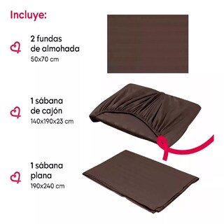 Foto 4 | Foto 4 | Juego De Sábanas Matrimonial 3000 Hilos Egipcian Premium Café