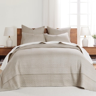 Foto 1 | Foto 1 | Juego De Colchas Levtex Home Cross Stitch Taupe Completo Con 2 Fundas - Venta Internacional.