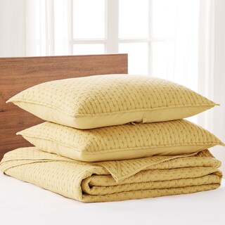 Foto 3 | Foto 3 | Juego De Colchas Levtex Home En Punto De Cruz, Color Ocre, Tamaño King, +2 Fundas - Venta Internacional.