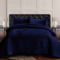 Juego De Colcha Tribeca Living Velvet King Con 2 Fundas De Almohada, Color Azul Marino - Venta Internacional.