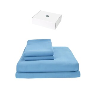 Foto 1 | Foto 1 | Juego De Sábanas Matrimoniales Tacto Suave Diseño Liso- 4 Piezas Eo Safe Imports Esi-20381 Azul