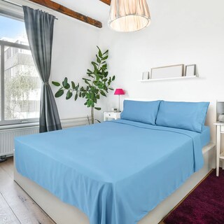 Foto 3 | Foto 3 | Juego De Sábanas Matrimoniales Tacto Suave Diseño Liso- 4 Piezas Eo Safe Imports Esi-20381 Azul