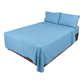 Foto 4 | Foto 4 | Juego De Sábanas Matrimoniales Tacto Suave Diseño Liso- 4 Piezas Eo Safe Imports Esi-20381 Azul