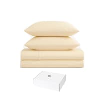 Juego De Sabanas King Size  Premium Crema Liso Eo Safe Imports Esi-20770 Beige