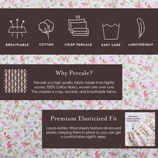 Foto 5 | Foto 5 | Juego De Ropa De Cama Laura Ashley Algodón Completo Percal Color Rosa Norella - Venta Internacional.