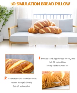Foto 4 | Foto 4 | Venta Internacional - Almohada Wepop Con Forma De Pan Con Simulación 3d De 80 Cm A 100 Cm, Color Marrón