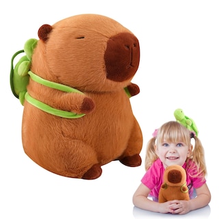 Foto 1 | Foto 1 | Peluche Emoin Capybara Con Bolsa De Tortuga, Cojín Relleno De 23 Cm - Venta Internacional.