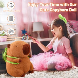 Foto 2 | Foto 2 | Peluche Emoin Capybara Con Bolsa De Tortuga, Cojín Relleno De 23 Cm - Venta Internacional.