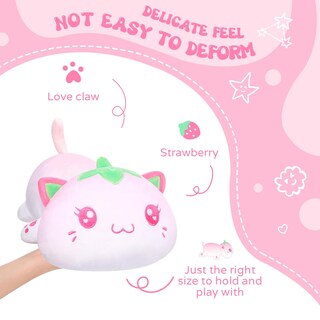 Foto 4 | Foto 4 | Cojín De Felpa Aixini, Bonito Gato Fresa, 35 Cm, Rosa, Para Niños - Venta Internacional.