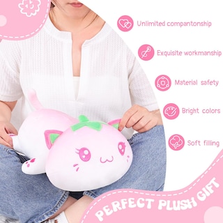 Foto 5 | Foto 5 | Cojín De Felpa Aixini, Bonito Gato Fresa, 35 Cm, Rosa, Para Niños - Venta Internacional.