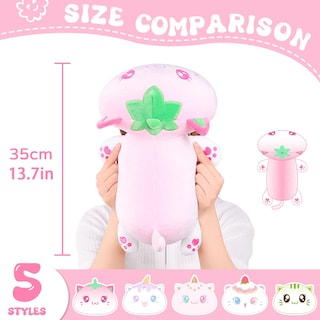 Foto 7 | Foto 7 | Cojín De Felpa Aixini, Bonito Gato Fresa, 35 Cm, Rosa, Para Niños - Venta Internacional.