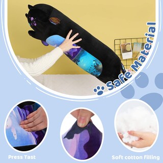 Foto 2 | Foto 2 | Almohada De Felpa Aixini Long Cat Moonlight Negra De 50 Cm Para Niños - Venta Internacional.