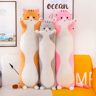 Foto 3 | Foto 3 | Cojín Largo de Felpa Snowolf Gris con Dibujos Animados de Gatos 90 cm - Venta Internacional