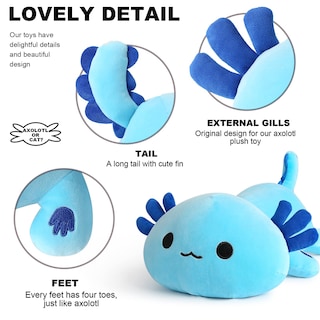Foto 3 | Foto 3 | Peluche Onsoyours Cute Axolotl Azul De 33 Cm Para Niños Y Adultos - Venta Internacional.