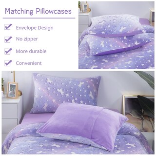 Foto 6 | Foto 6 | Juego De Edredón Hombys Que Brilla En La Oscuridad, 7 Piezas, Tamaño Completo, Color Morado - Venta Internacional.