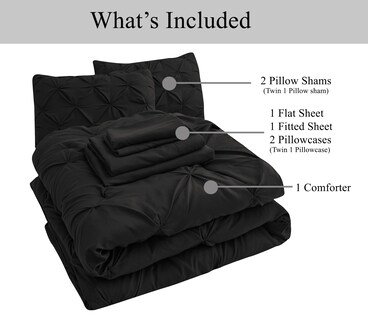 Foto 7 | Foto 7 | Juego De Edredón Lane Linen Twin Con Sábanas Y Funda De Almohada, Color Negro - Venta Internacional.