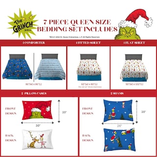 Foto 3 | Foto 3 | Juego De Ropa De Cama Franco Grinch De Dr. Seuss Holiday Queen Size - Venta Internacional.