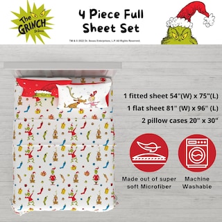 Foto 2 | Foto 2 | Juego De Sábanas Franco Collectibles Dr. Seuss El Grinch Completo - Venta Internacional.