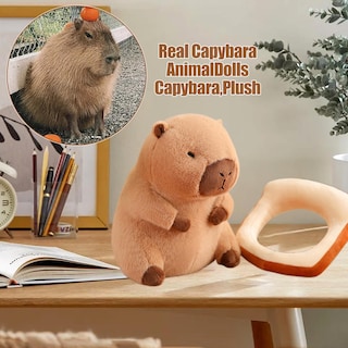 Foto 2 | Foto 2 | Almohada De Peluche Capybara Milegi Con Pan Portátil De 30 Cm - Venta Internacional.