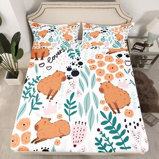 Foto 2 | Foto 2 | Juego De Sábanas Feelyou Capybara Para Niños, Tamaño Doble, Con Almohada - Venta Internacional.