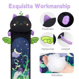 Foto 2 | Foto 2 | Almohada Corporal De Felpa Mewaii Long Cat Kawaii Negra 90 Cm - Venta Internacional.