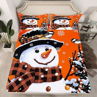 Foto 2 | Foto 2 | Juego De Ropa De Cama Feelyou Kids Para Navidad, Muñeco De Nieve, Tamaño Queen - Venta Internacional.
