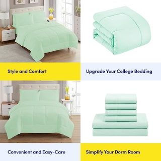 Foto 6 | Foto 6 | Juego De Ropa De Cama Sweet Home Collection, Tamaño Completo, 7 Piezas, Color Menta - Venta Internacional.