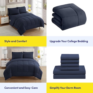 Foto 6 | Foto 6 | Juego De Ropa De Cama Sweet Home Collection Dorm Room Twin Xl Azul Marino - Venta Internacional.
