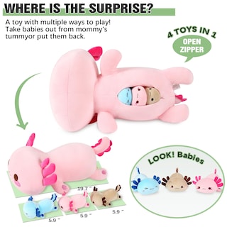 Foto 2 | Foto 2 | Animal De Peluche Onsoyours Axolotl Mommy Con 3 Bebés De 20 Cm - Venta Internacional.