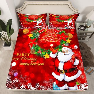 Foto 2 | Foto 2 | Sábanas Erosebridal Papá Noel De Tamaño Completo Para Niños, Color Rojo - Venta Internacional.