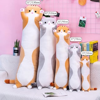 Foto 6 | Foto 6 | Almohada Corporal Larga De Felpa Oeonuas Cute Cat, 90 Cm, Naranja, Para Niños - Venta Internacional.